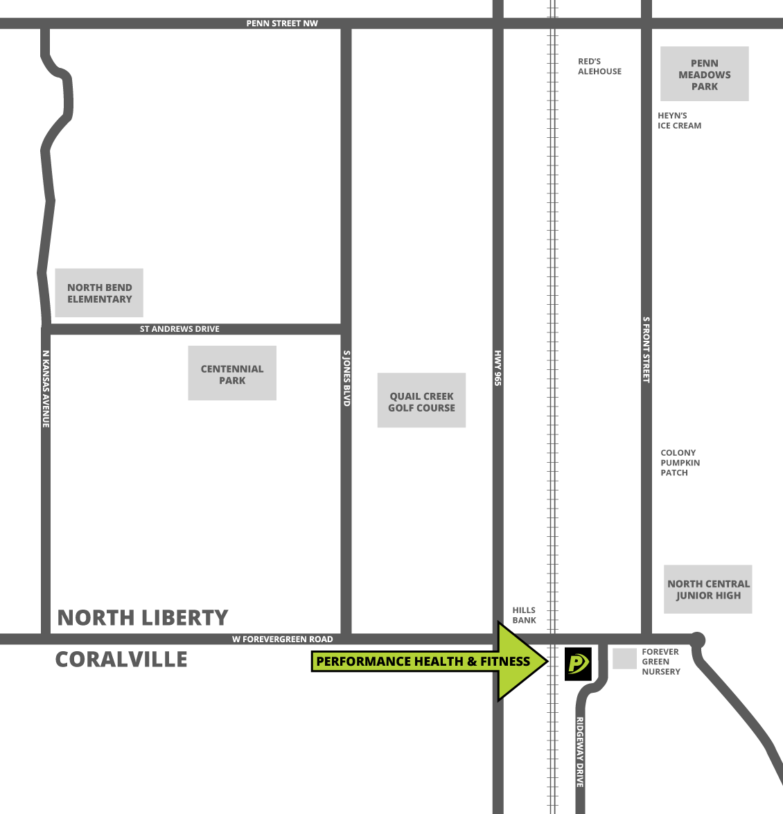 Performance Health & Fitness Location Map