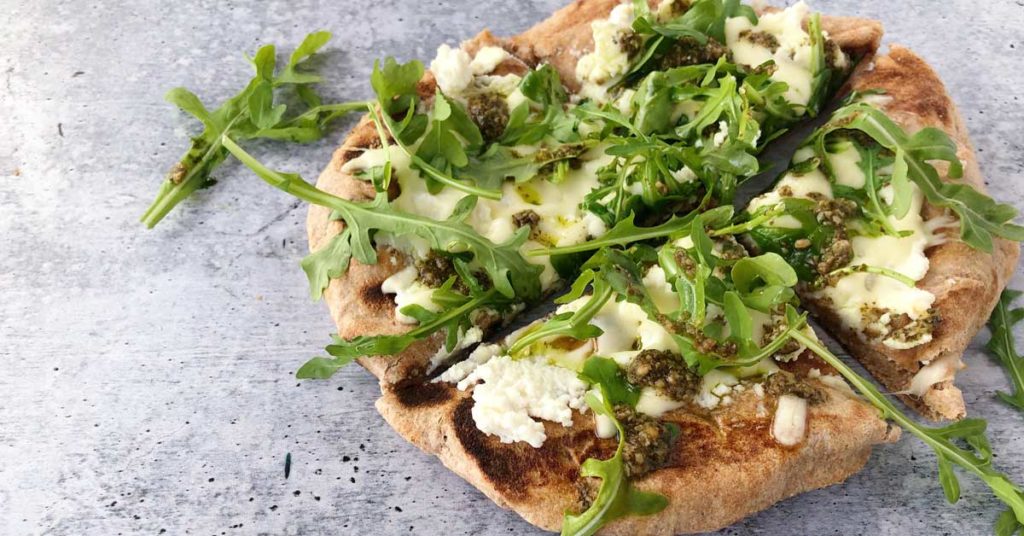 Arugula and Pesto Grilled Pizza